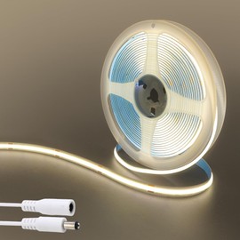 Clearhill 24V COB 320LED Strip Lights,16.4FT/5M（No Power Supply）,Natural White 4000K,320LEDs/M,with 5521DC Male and Female Connectors,8mm Width,IP20,for DIY Home Indoor Decoration