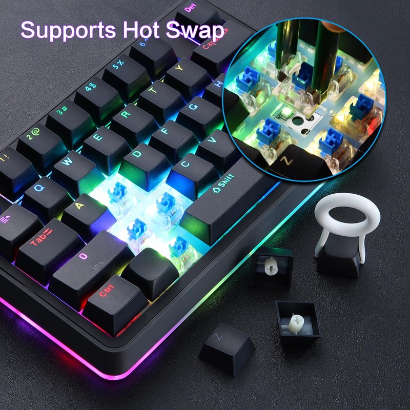Koolertron Single-Handed Macro Mechanical Keyboard, RGB LED Backlit Portable Mini