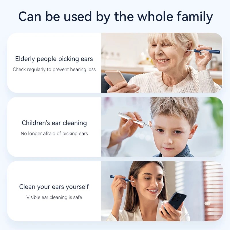 PAKISS Portable Wireless Otoscope Camera Intelligent Electric Visual Ear Cleaner