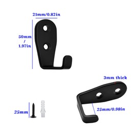 Ymaiss 10Packs Stainless Steel Hooks for Hanging, Heavy Duty Wall Hooks, Coat Hooks, Single Robe Hook, Bathroom Towel Hooks, Key Hooks for Bathroom, Kitchen,etc(Black L Shaped Small 3mm Thickness)