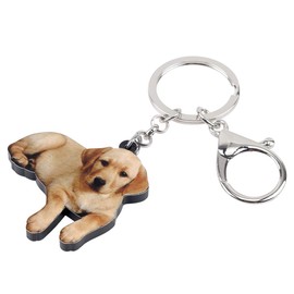 DUOWEI Acrylic Beige Labrador Dog Keyring Cute Puppy Pets Key Ring Handbag Purse for Women Teens Girls Gifts, beige