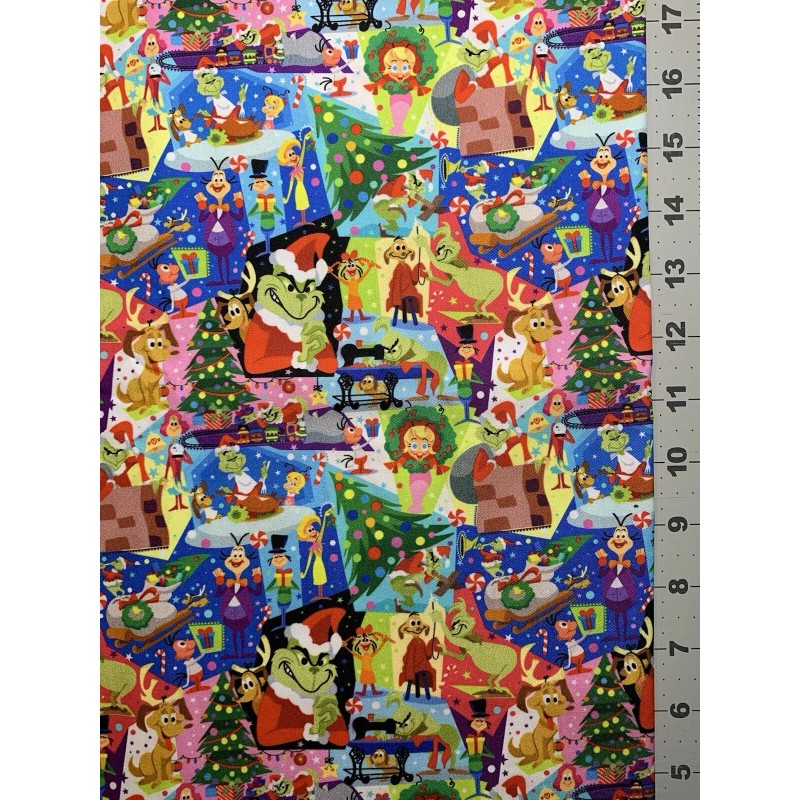 Unbranded Grinch Stole Christmas Custom Fabric Fat Quarter 18x28” Cotton
