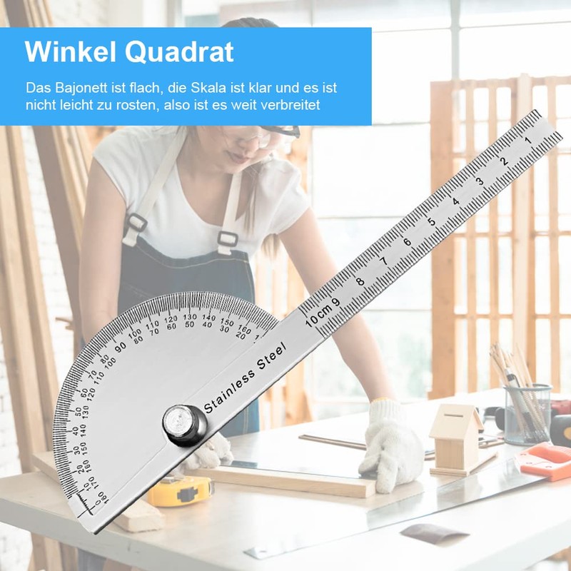 FEMONGY Protractor Protractor Metal 180° Stainless Steel Goniometer with Locking