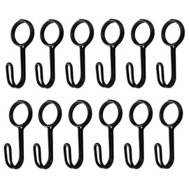 Wanfoou Pack of 12 spiral hooks, black hooks with eyelet, universal hooks, expander hooks, tarpaulin hooks, rope hooks for trailers, tarpaulins, boats, motorcycles, bicycles, hooks, 25 mm inner