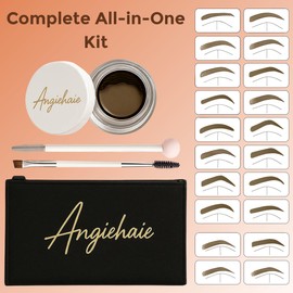Eyebrow Stamp Stencil Kit for Women Auburn, Waterproof & Smudge-Proof Brow Set with 24 Reusable Shaping Stencils, Long-Lasting Pomade & Eyebrow Sealer – Great for Older Women