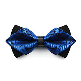SUPKID Men's Bow Tie-Exquisite Pointed Design with High-Density Weave & Durable Alloy Clasp. Perfect for Every Occasion (Blue Paisley)