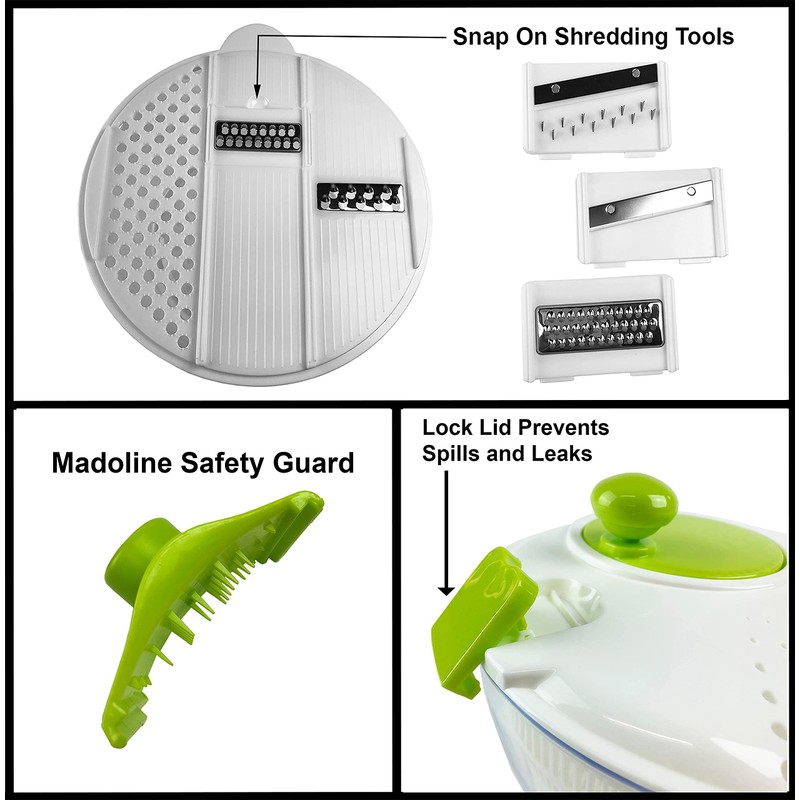 HUJI Salad Spinner and Mandoline Multifunctional Set, Vegetable Dryer With