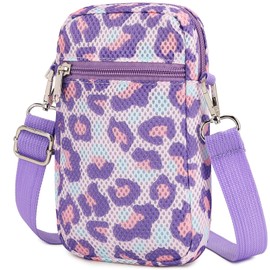 mygreen Small Crossbody Bags for Women Designer Zip Cell Phone Purse Shoulder Handbags Wallet Leopard Purple