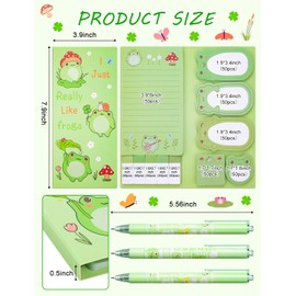 Frogs Sticky Notes Set, Cartoon Frogs Self-Stick Notes with 3 Bollpoint Pens, Frog Gifts for Women Back to School Office Supplies(550PCS)