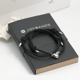 Joybands Partner and friendship bracelets, set of 2, magnetic stainless steel heart halves, gift packaging included, for couples and lovers, Stainless Steel