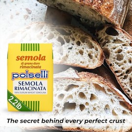 POLSELLI 1 kg, Semola Flour, Semolina Rimachinata di grano duro, Great for Bread, Pizza, or Pasta making