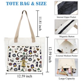 BDPWSS Cartoon Fans Tote Bag The Secret Door Thriller Movie Inspired Gift Ghost Mother Merchandise Handbag (2009 est cora TB)