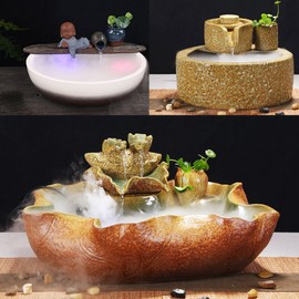 Haofy Máquina de Niebla, Fabricante de Niebla, Fog Maker, Fuente de Interior Decorativa, Mini LED Atomizador Humidificador para Plantas