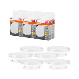 OSRAM LED Glass Spotlight with GX53 Socket, Warm White (2700 K), Glass Spot with 100 Degree Beam Angle, 6 W, Replacement for 40 W Bulb, Pack of 6, Warm White