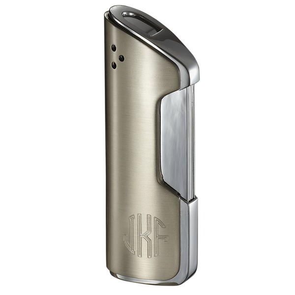 Personalized Pulsante Satin Nickel Wind-Resistant Torch Flame Lighter Free Monogram