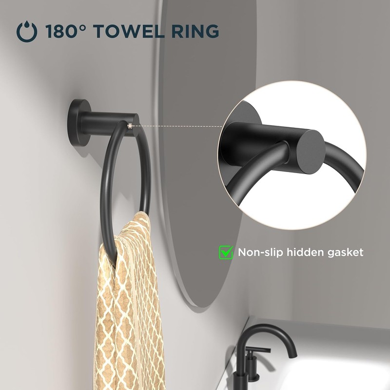 FORIOUS Towel Holder, SUS304 Stainless Steel Wall Mounted, Modern Towel