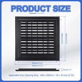 PATIKIL 16x16 Inch Plastic Ventilation Grille, Return Air Vent Cover Removable Vent Filter Grilles with Built-in Mesh Screen for Wall or Ceiling HVAC Vents, Black
