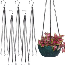 YSYONM Plant Hanging Chains 5Pcs Black Hanging Basket Chain with Hooks 3 Point 16Inch Flower Plant Pot Replacement Chain Hangers for Bird Feeders,Planters,Lanterns and Ornaments