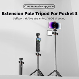 Generic 54CM Extension Pole Tripod Selfie Stick Tripod Stand Handle Grip for DJI Osmo Pocket 3,with Cold Boot and 1/4 Expansion Port
