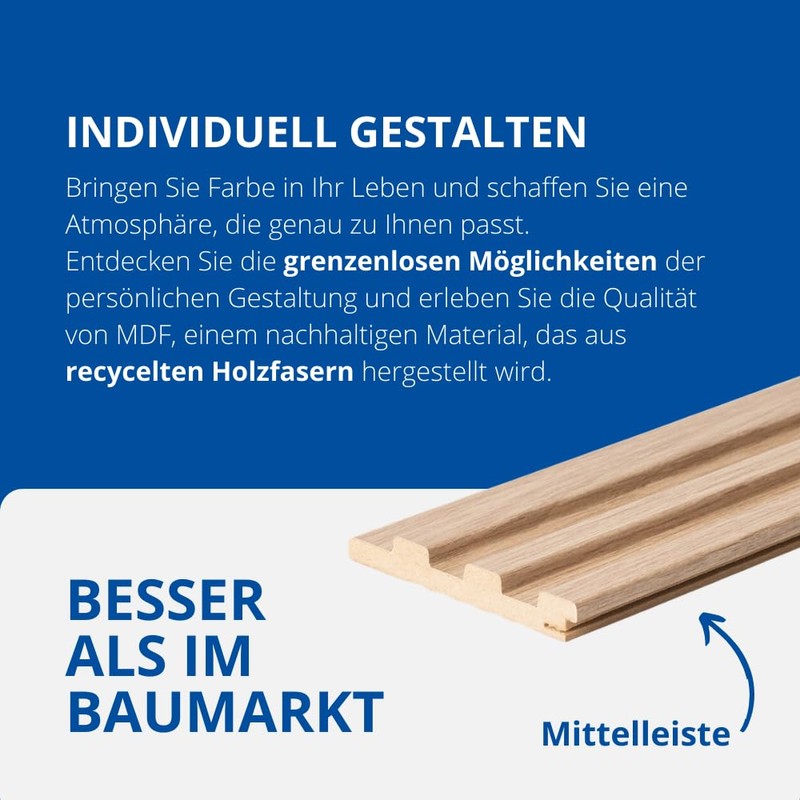 Reese Wall Panels, Natural Oak, Centre Strip Sample Piece Approx.