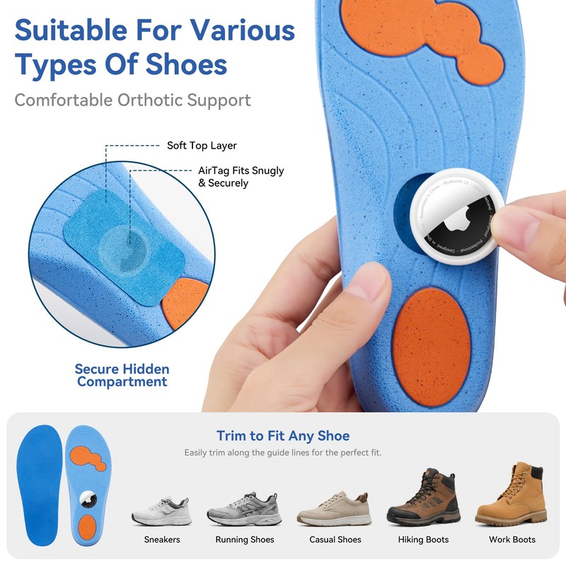 for AirTag Insole [1st & 2nd Generation] Moisture Wicking Insoles