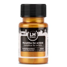 LM-Kreativ Metallic Acrylic Paint 1.69 fl oz - Brilliant Gold - Premium Metallic Paint for Artists and Crafters. High Coverage, Lightfast & Durable. Ideal for Canvas, Wood, Ceramic & More