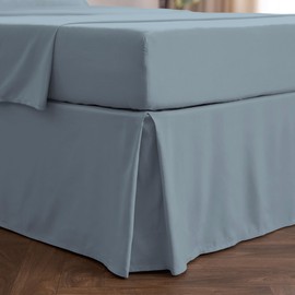 Mellanni Bed Skirt Twin Size - Bed Skirting - 15-Inch Tailored Drop Pleated Dust Ruffle - Hotel Luxury Bedding - Wrinkle, Fade, Stain Resistant - 1 Bedskirt (Twin, Blue Hydrangea)