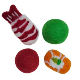 Mokoboho Toys for Cats and Kittens 100% Wool Felt Handmade in Nepal (Shrimp Sushi)