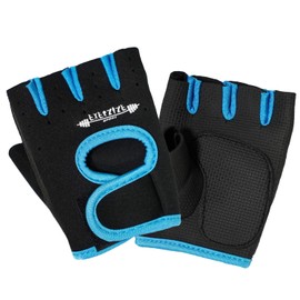 LMS Data Fingerless Gym Gloves, Weight lifting Gloves, Anti-Slip, Breathable, Exercise, for Men and Women Fitness, Cycling, Bodybuilding, Workout, Gym Gloves, Blue X-Large
