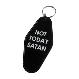 Guacamole Vintage Motel Keychains – Movie & TV-Inspired Tags – Collectible Keychain with Metal Ring – Horror, Comedy & Cult Classic Designs (Not Today Satan - Black with White Font)