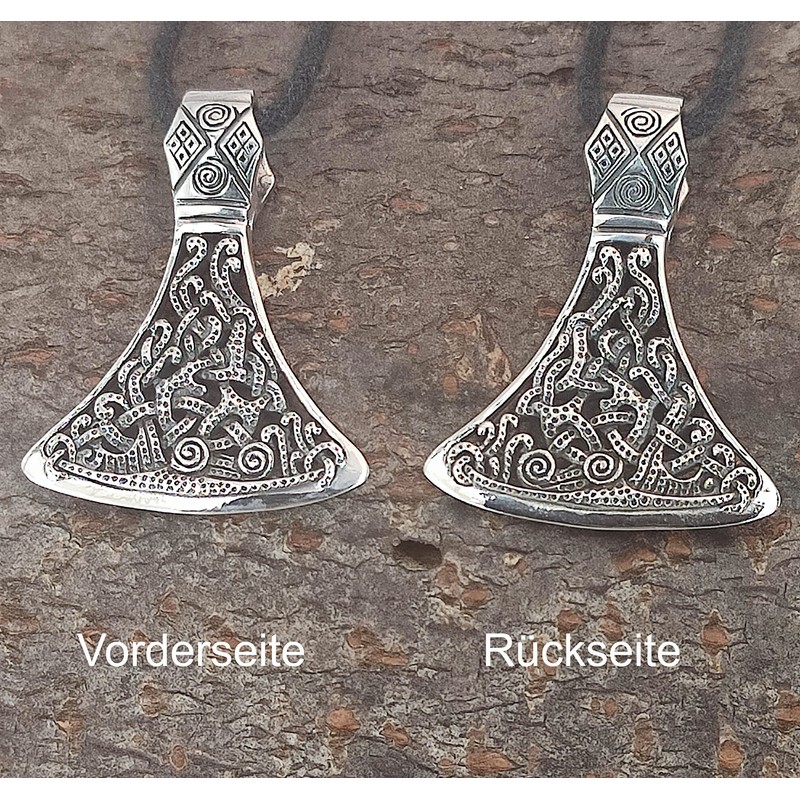 Kiss of Leather Viking Axe Pendant 925 Sterling Silver No.385,
