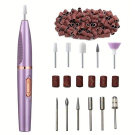 USB Rechargeable Electric Nail Drill Kit, 1 Set Professional Portable Nail Drill Kit, Nail Art Tool for Home & Salon Use - Color: Lilac, Specification: 1 set