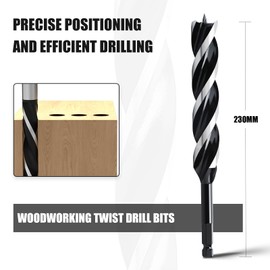 hsawbit Wood Drill Bits, 26mm x 230mm Auger Drill Bit Extra Long Drill Bits Wood Plastic, Drywall Woodworking Hole Drill Bit