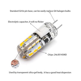 Joutameili 10 Pack G4 LED Bulb 12V AC DC 1.5W No Flicker G4 Bulb Bi-Pin Landscape Light Natural White 4000k Equivalent 10W 20W Halogen Lamp Replace T3 Led Bulb