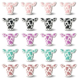 Cow Shaped Silicone Beads 20pcs Focal Beads in 5 Colors for Pen, Art, Craft, and Jewelry Making Cow Print，Silicone Charms
