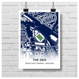 GroundDesigns MILLWALL FC Football Gift THE DEN Stadium Art Map Unframed A3 Print MFC