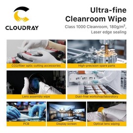 Cloudray 클라우드레이 100개/봉지 초미세 부직포 산업용 클린룸 와이퍼 CO2 렌즈 섬유 절단 헤드 청소 도구용 [01 6x6 in] Cloudray 100 pcs/bag Ultra-fine Non-woven Industrial Cleanroom Wipes for CO2 Lens Fiber Cutting Head Cleaning Tool [01 6x6 in]