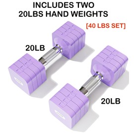 40 LB dumbbell Sets 4 in 1 Adjustable Hand Weights Set for Women Men Free Weights Dumbbell Sets Adjust Dumbbell Weight Sets for Home Gym Exercise Workout Strength Training Equipments, Purple