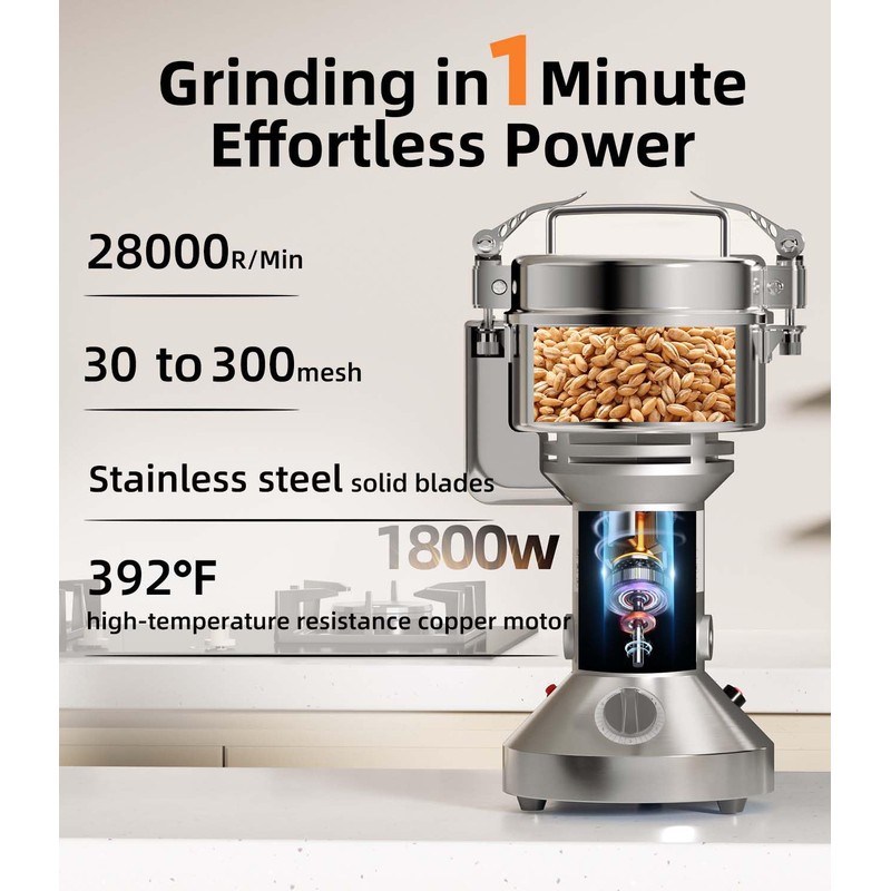 Electric Grain Mill 750g Home Flour Mill for Wheat Rice