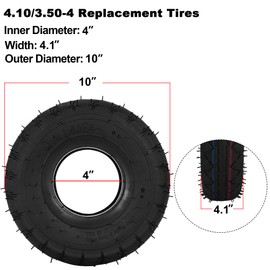 RUTU 4.10/3.50-4 Tire with Inner Tube Set for Lawn Mower Wheelbarrow Hand Truck Garden Wagon Golf Cart Utility Cart Snow Blowers Yard Trailers Trolley Dollies Kids ATV Heavy Duty 2 Set