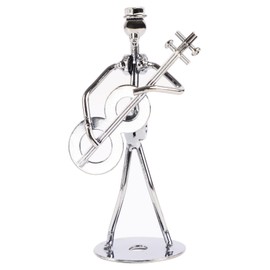 Etsdhw Small Iron Sculpture,Metal Musician Player,Art Figurine Decorations,Musical Man Statue Gift,Display for Home Office Desk (Guitar)