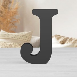 Zaruatu 8 Inch Black Wood Letters Unfinished Wood Letters for Wall Decorative Black Retro Standing Letters Sign Board Decoration for Craft Home Party Projects (J)