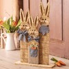 FRANK FLECHTWAREN Easter Decoration, Rabbit Trio, Chequered Look, Wood, Textile,