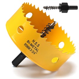 95 mm Hole Saw, Bi-Metal Circular Saw for Wood, HSS Hole Drill Bit with 35 mm Cutting Depth for Plastic, Plasterboard, Dunes Metal Panels