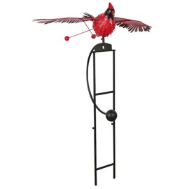 Alpine Corporation NCY408 Metal Rocking Cardinal Stake, Stylish Décor for Garden, Patio, & Lawn, 56"H, Red