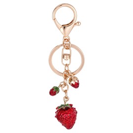 Apausvcm Strawberry Keychain, Cute Strawberry Bag Charms for Women Girls Kawaii Purse Charms for Handbags Wallet Cellphone Car Keys