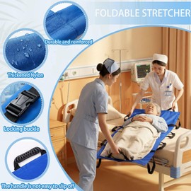 AUSTYLCO Portable Transport Stretcher Medical with 12 Rubber Foam Handles Waterproof Folding Stretcher Folding for Emergency Lightweight Patient and Animals Transport 400 Capacity (72" x 27" Black)