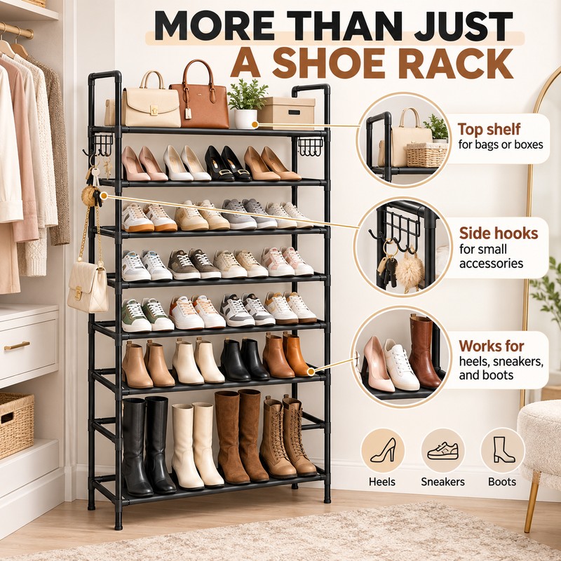 10-Tier Tall Shoe Rack for Entryway & Closet – Large-Capacity