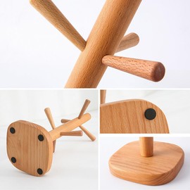 Cup Stand Cup Holder Wooden Pretzel Stand Cup Holder Removable Cup Rack Shelf Tree Cup Holder Coffee Cup Rack with 6 Hooks for Coffee Cups Cups