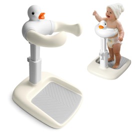 Baby Bath with Shower Stand Support - Adjustable Toddler Shower Tower with Anti-Pinch & Anti-Slip Design, Baby Bathtub Stand for Infants 6-36 Months, Ideal Gift for Newborns，Khaki